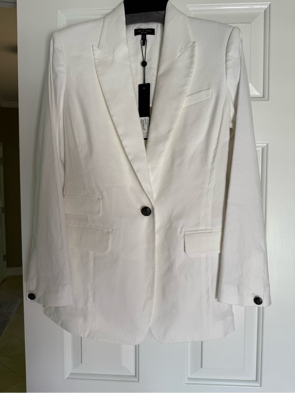rag & bone White Single-Button Tailored Blazer